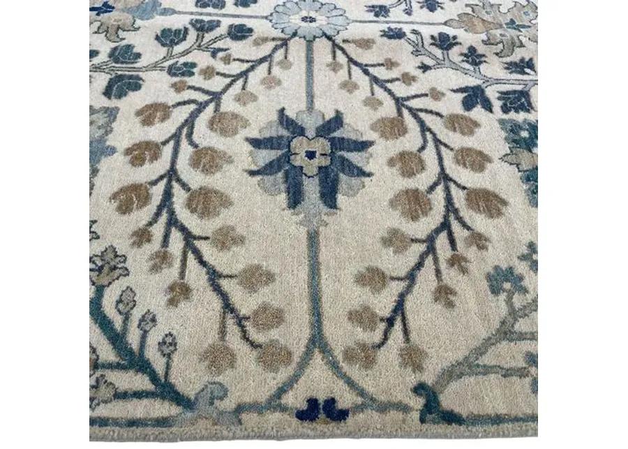 9'x12' Sari Wool Cotton Handmade Rug - Ivory - F.J. Kashanian - Ivory