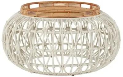 Coastal Living Macie Rattan Cocktail Table - White/Natural