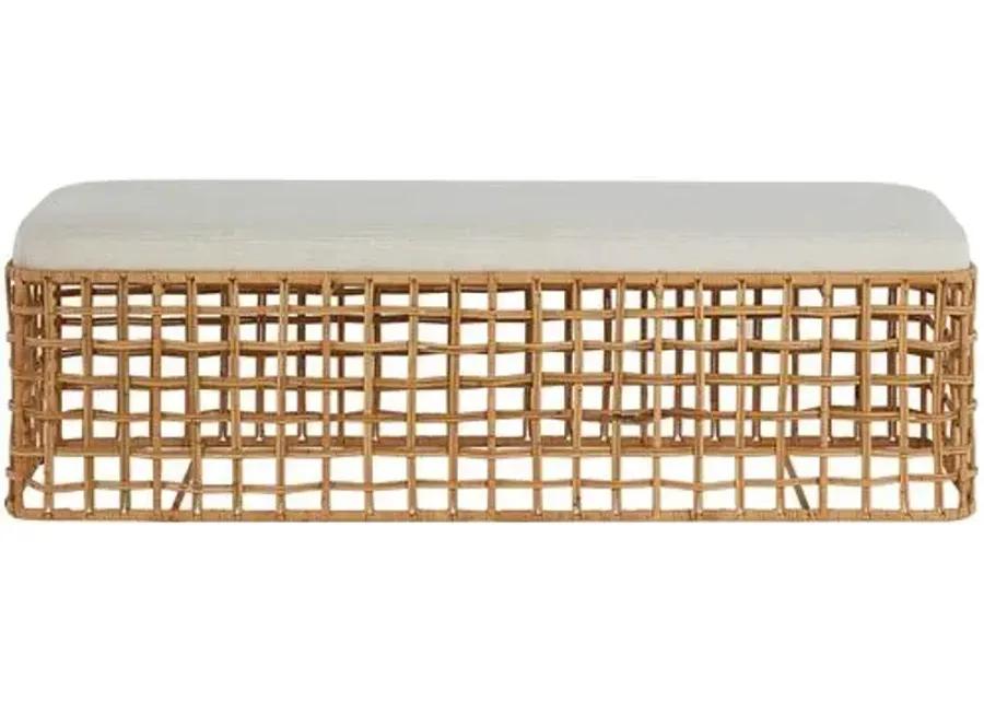 Coastal Living Bailey Rattan Bench - Natural Crypton - White