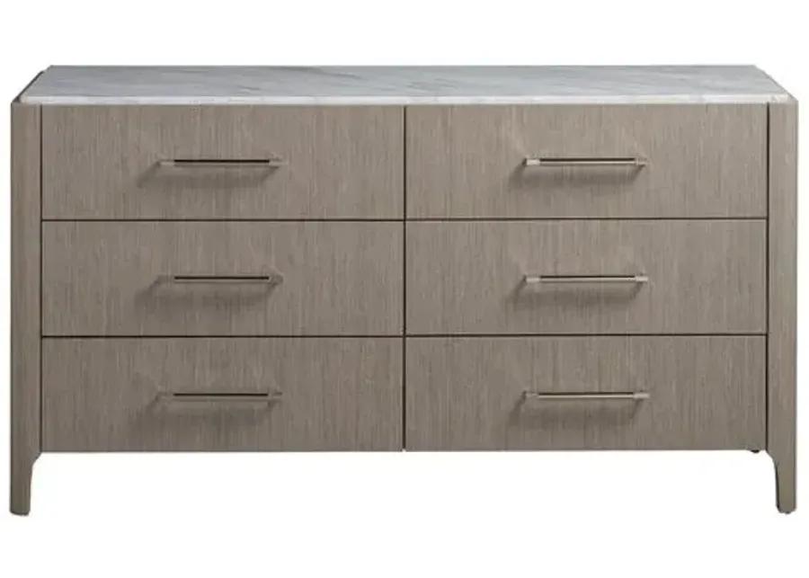 Kelsey Stone Top 6-Drawer Dresser - Grey/White - Gray