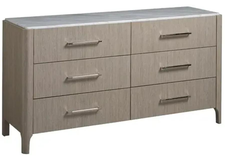 Kelsey Stone Top 6-Drawer Dresser - Grey/White - Gray