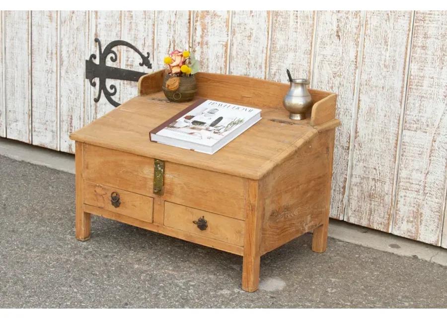 19th C. British Colonial Teak Low Desk - de-cor - Brown