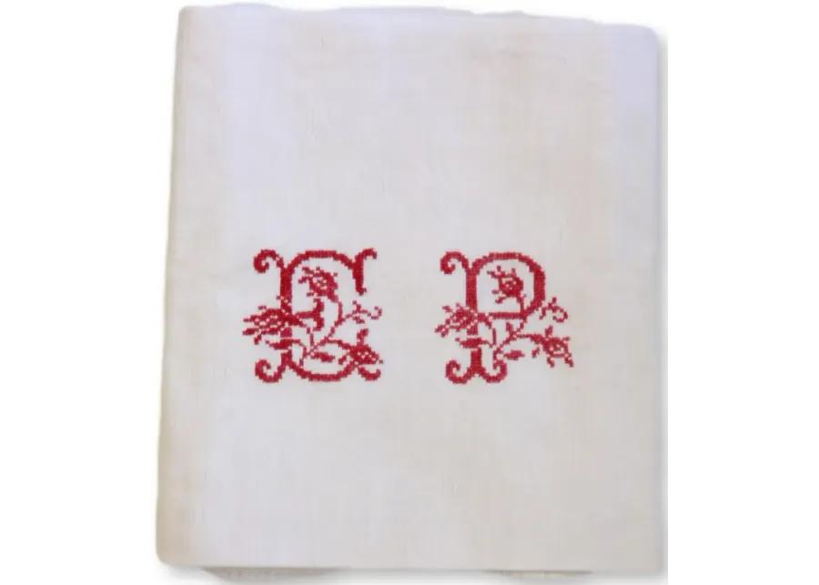 Antique French Monogram EP Napkins - Set of 12 - Rose Victoria - White