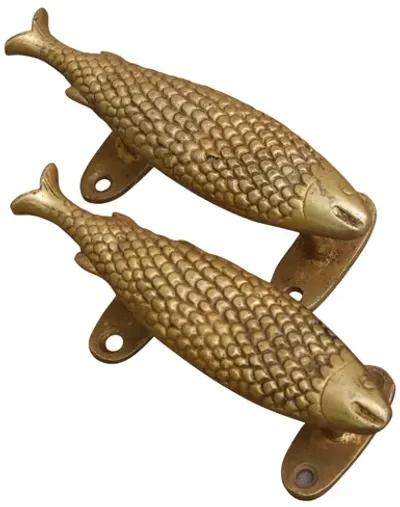 Brass Fish Door Handles - a Pair - Interesting Things - Gold