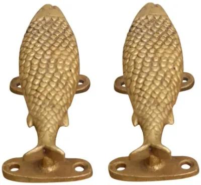 Brass Fish Door Handles - a Pair - Interesting Things - Gold