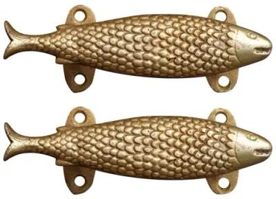 Brass Fish Door Handles - a Pair - Interesting Things - Gold