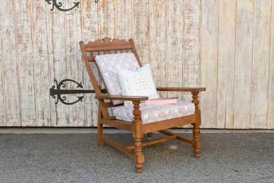 Antique Block Printed Plantation Chair - de-cor - Brown