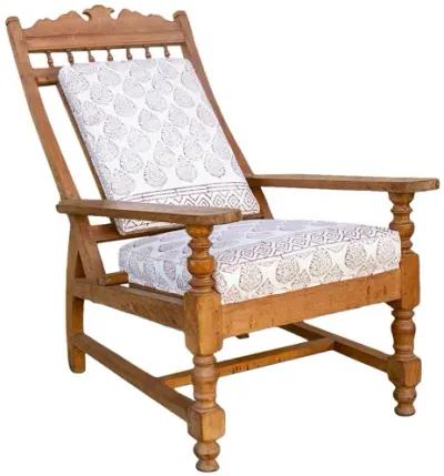 Antique Block Printed Plantation Chair - de-cor - Brown