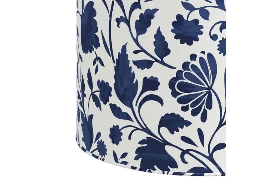 Harper Vine Floral Ottoman - Blue