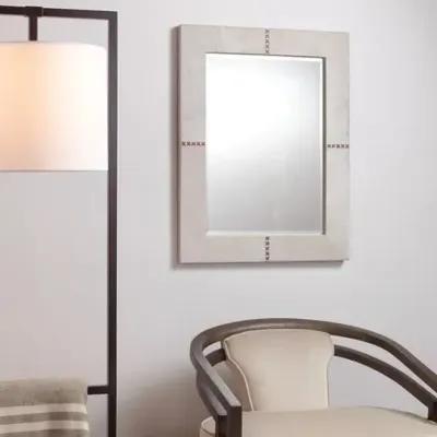 Cross Stitch Hide Rectangle Wall Mirror - White - Jamie Young Co.