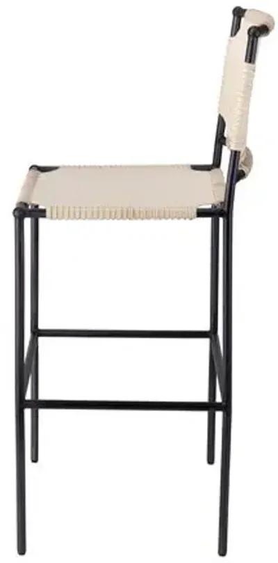 Asher Leather Barstool - Off-White/Black - Jamie Young Co.