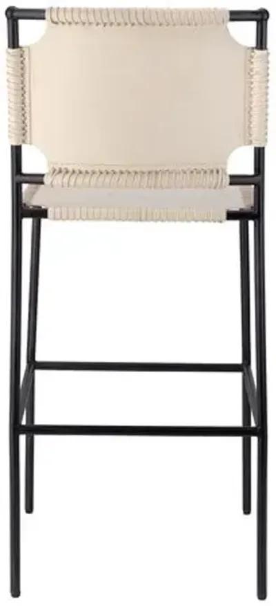 Asher Leather Barstool - Off-White/Black - Jamie Young Co.