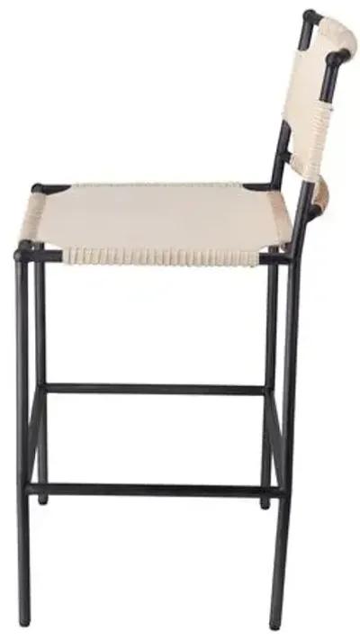 Asher Leather Counter Stool - Off-White/Black - Jamie Young Co.