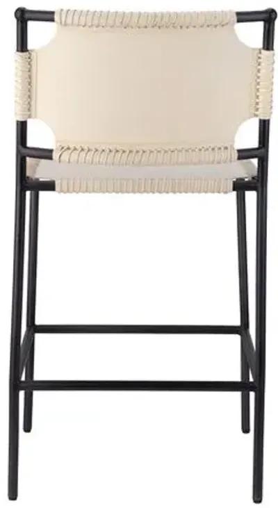 Asher Leather Counter Stool - Off-White/Black - Jamie Young Co.