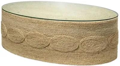 Barbados Rope Oval Coffee Table - Off-White - Jamie Young Co. - Clear