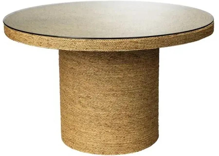 Harbor Round Seagrass Bistro Table - Natural - Jamie Young Co. - Beige