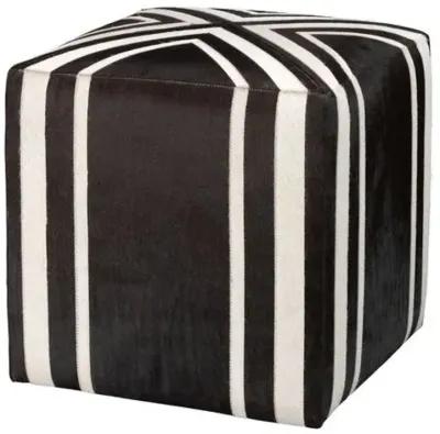 Nantucket Criss Cross Hide Ottoman - Espresso/White - Jamie Young Co. - Black