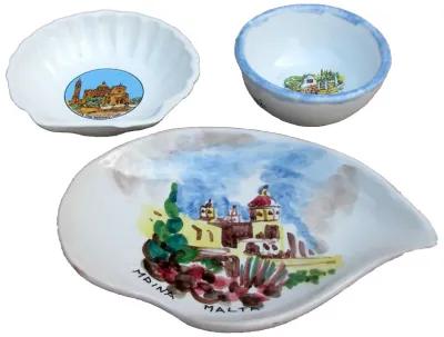 Mediterranean Island Souvenir Bowls - Set of 3 - Chez Vous - blue