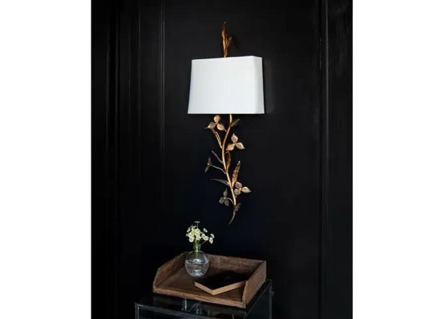 Southern Living Trillium Shaded Sconce - Natural Brass - Regina Andrew - Gold