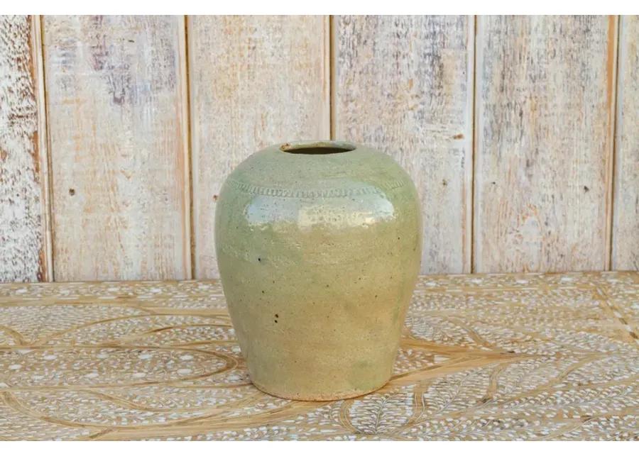 Vintage Korean Pearly Glazed Vase - de-cor - Green