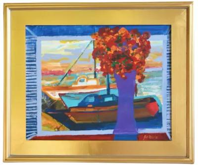 Juan Guzman Nautical & Floral Painting - blue