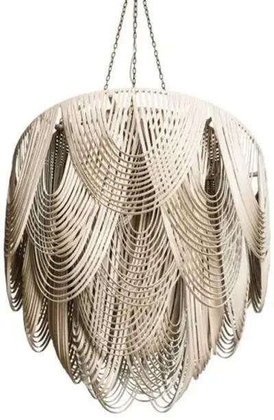 Whisper Leather Large Chandelier - Cream - Ngala Trading Co. - Handcrafted - Beige