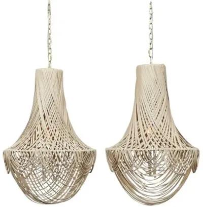 Empire Leather Small Chandelier - Cream - Ngala Trading Co. - Handcrafted