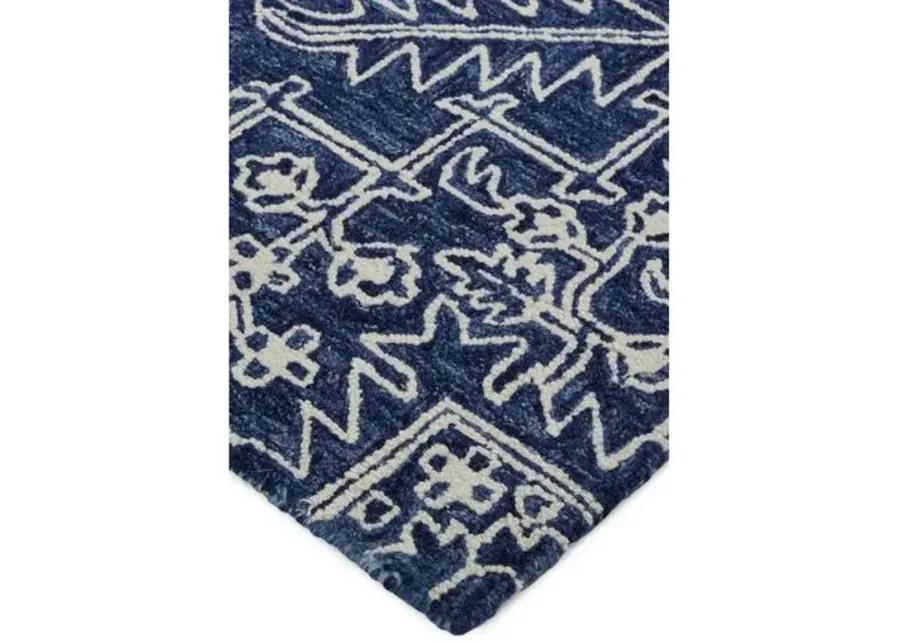 Nila Hand-Tufted Rug - Blue/Ivory - Blue