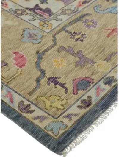 Larissa Hand-Knotted Botanical Rug - Blue/Beige - Blue