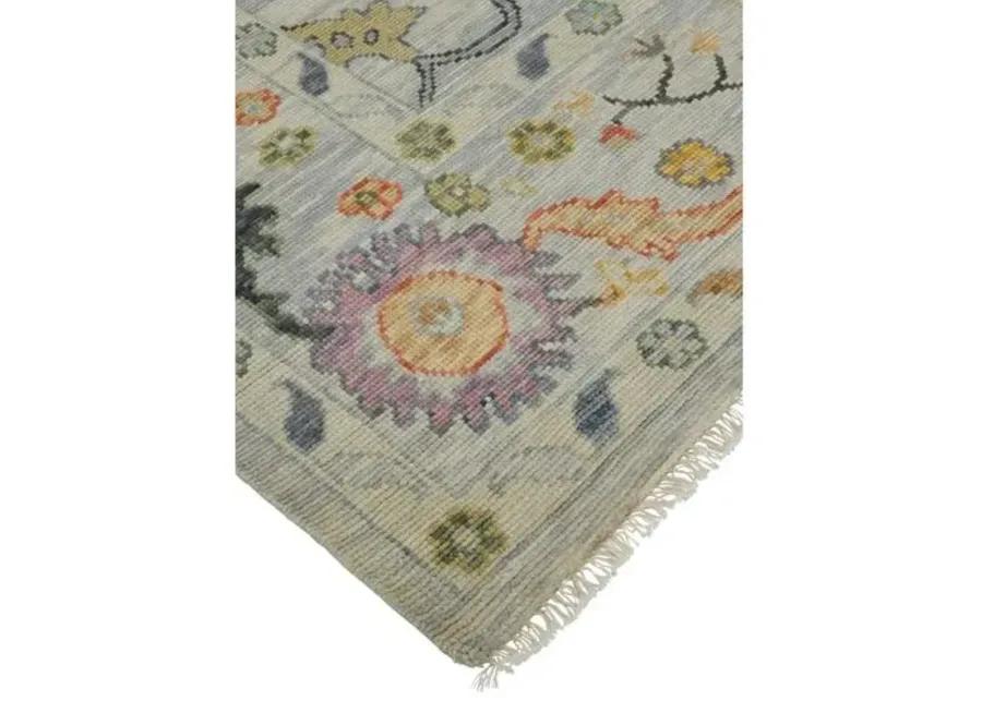 Larissa Hand-Knotted Botanical Rug - Gray/Yellow - Gray