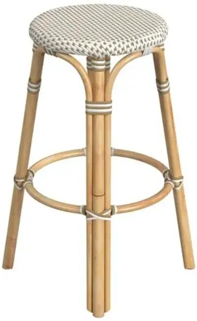 Lucie Rattan Barstool - Beige/White