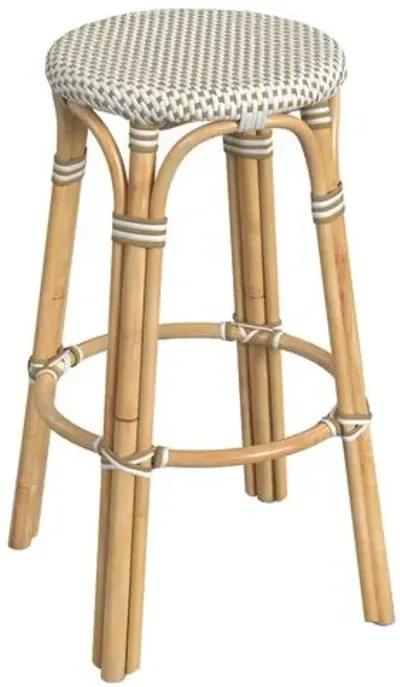 Lucie Rattan Barstool - Beige/White