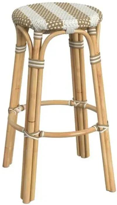 Kye Round Rattan 30" Barstool - Beige