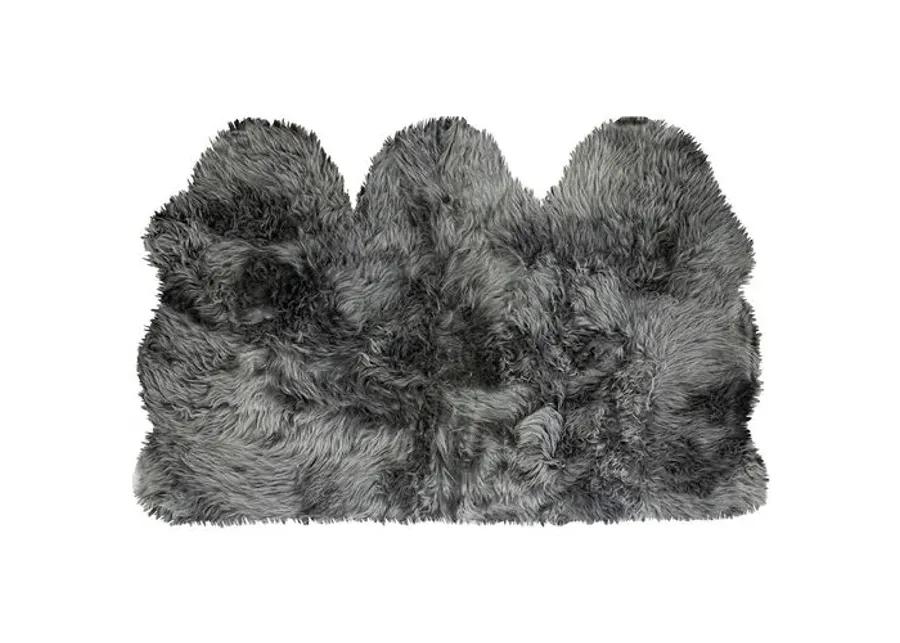 3'x5' Mary Handmade Sheepskin Rug - Grey - natural - Handcrafted - Gray - Gray