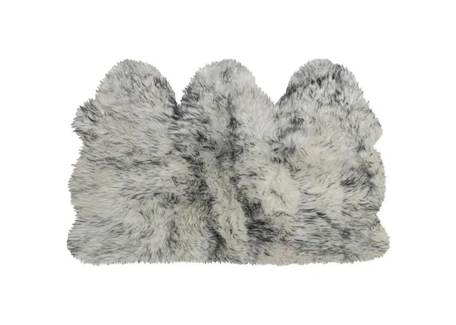 3'x5' Mary Handmade Sheepskin Rug - Gradient Grey - natural - Handcrafted - Gray - Gray