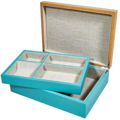 Two-Tone Jewelry Box - Turquoise - Brown