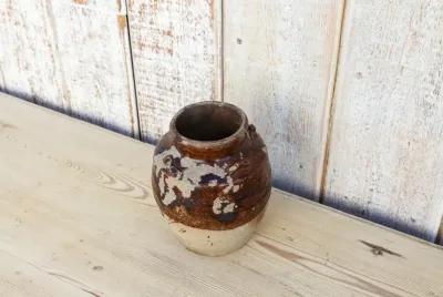 Aged Stoneware Burmese Food Jar - de-cor - Brown