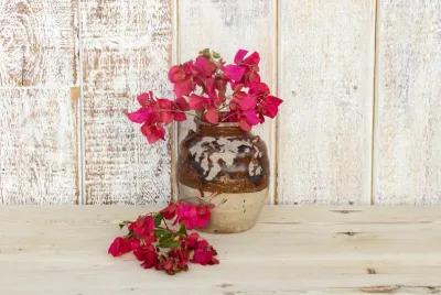 Aged Stoneware Burmese Food Jar - de-cor - Brown