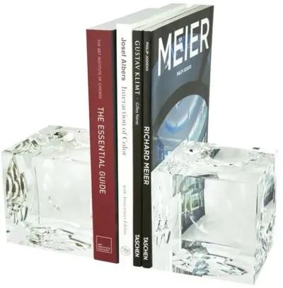 Crystal Cube Bookends - Clear