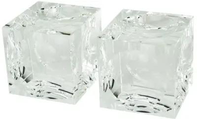 Crystal Cube Bookends - Clear