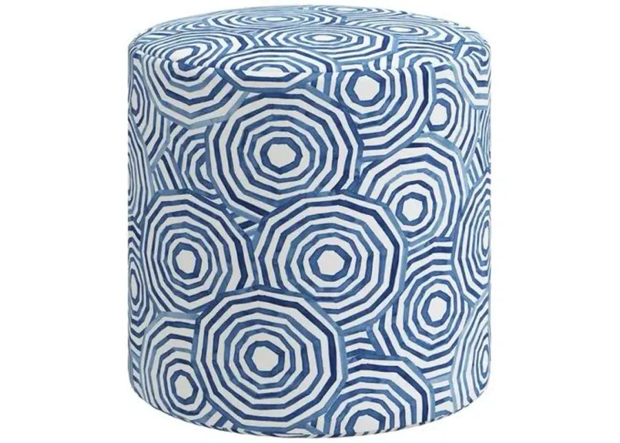 Tambor Ottoman - The Umbrella Swirl - Blue