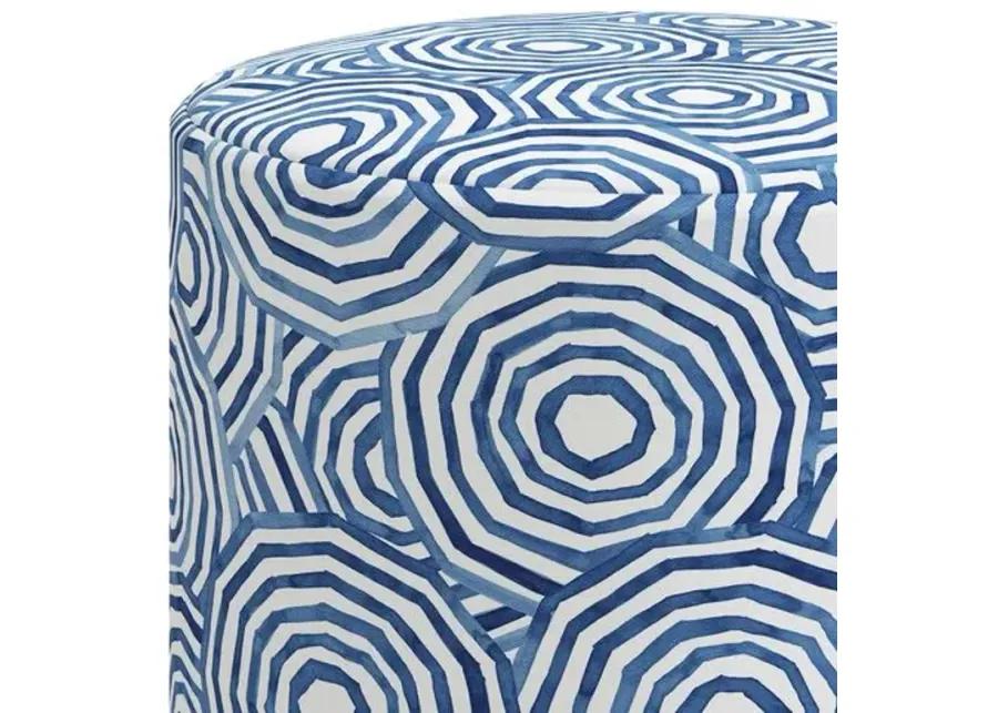 Tambor Ottoman - The Umbrella Swirl - Blue