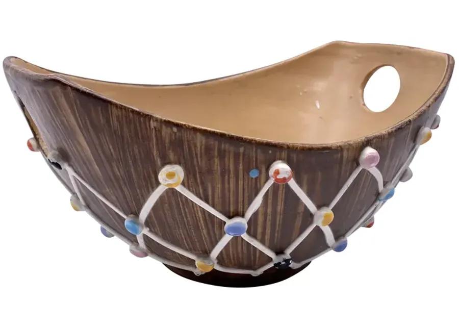 1960s Italian Faux Bois Painted Bowl - Pilar Collection - Brown