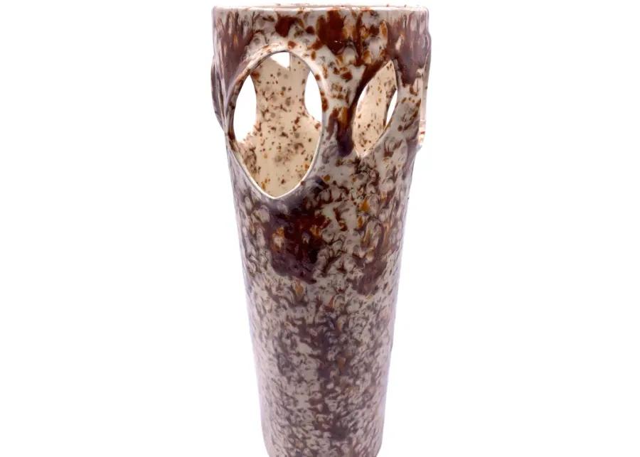 Midcentury Faux Bois Tall Glazed Vase - Pilar Collection - Brown