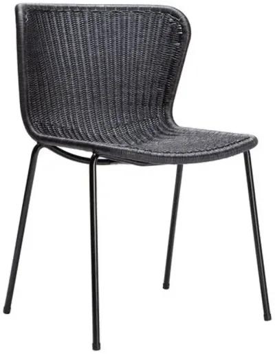 Caden Rattan Outdoor Dining Chair - Charcoal - Black