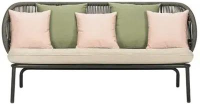 Kodo Outdoor Lounge Sofa - Gray/Almond with Olive/Blush Pillows - Vincent Sheppard