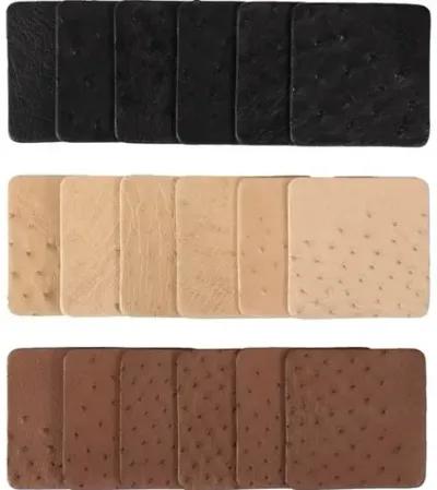 Set of 6 Ostrich Leather Brown Coasters - Brown - Ngala Trading Co.