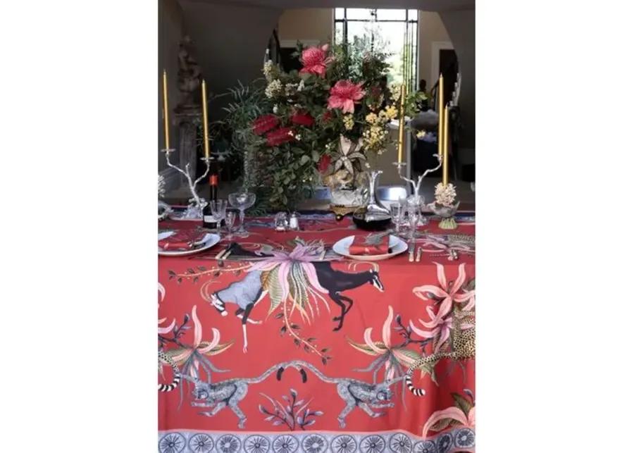 Leopard Lily Royal Red Tablecloth - Red - Ngala Trading Co. - Handcrafted