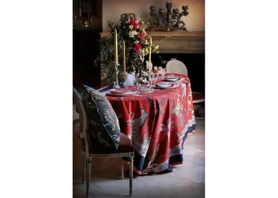 Leopard Lily Royal Red Tablecloth - Red - Ngala Trading Co. - Handcrafted