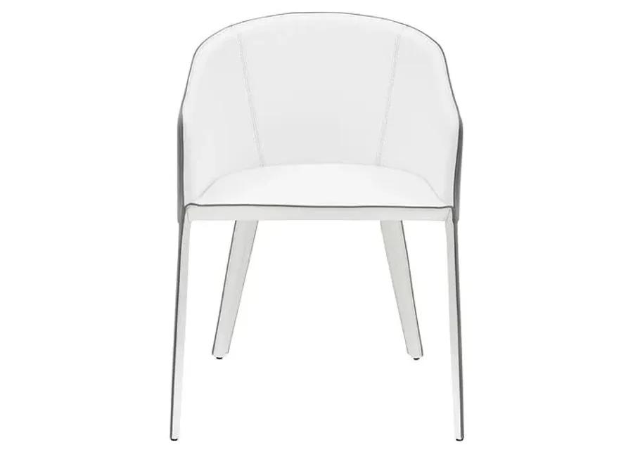 Casey Leatherette Armchair - Grey/White